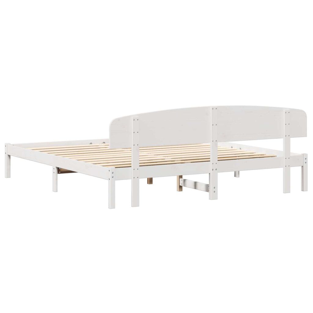vidaXL Κρεβάτι με Κεφαλάρι Λευκό 180x200 εκ. Μασίφ Ξύλο Πεύκου