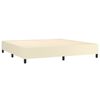 vidaXL Κρεβάτι Boxspring με Στρώμα & LED Κρεμ 200x200 εκ. Συνθ. Δέρμα