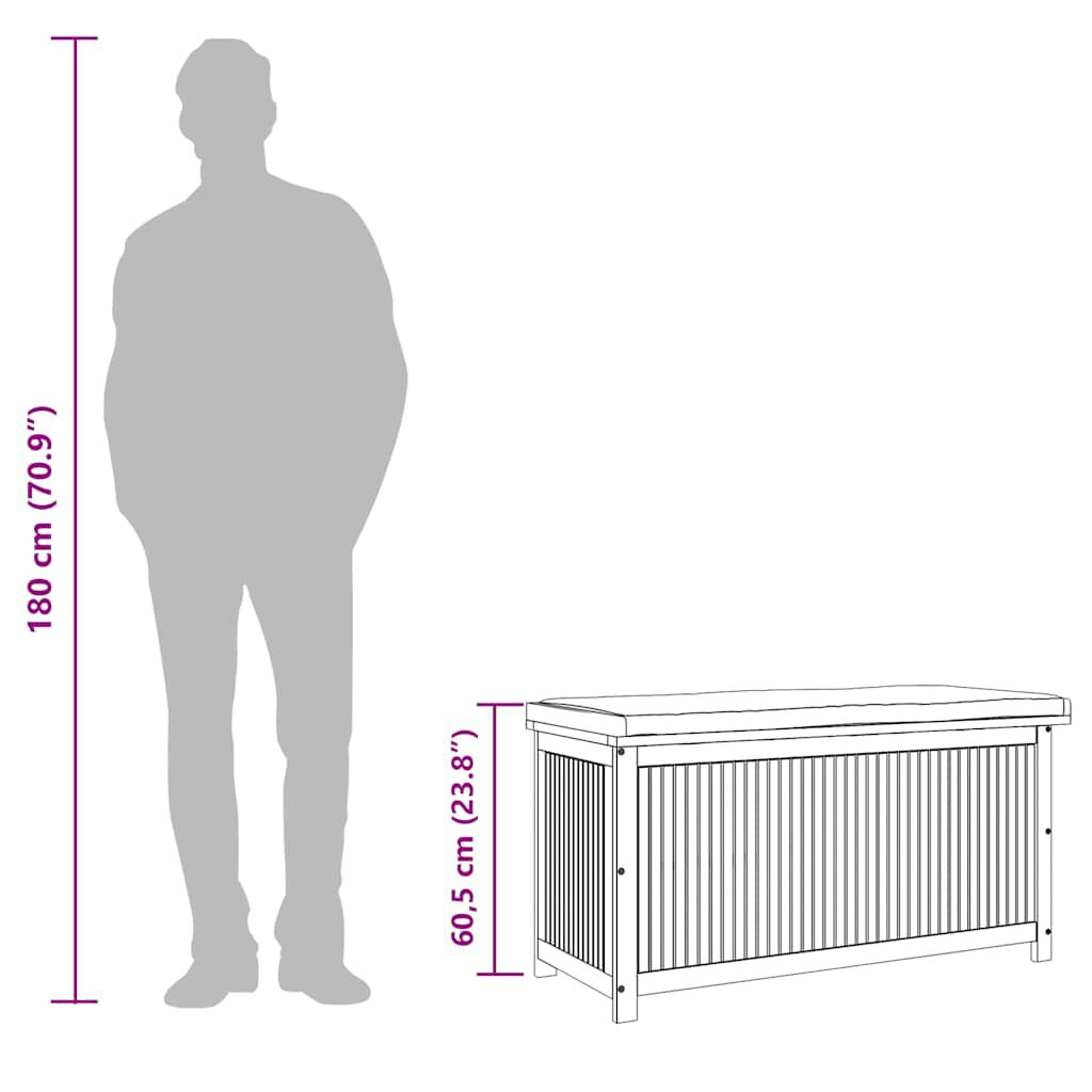 vidaXL Κουτί Μαξιλαριών Εξ. Χώρου 113x50x60,5 εκ. Μασίφ Ξύλο Ακακίας