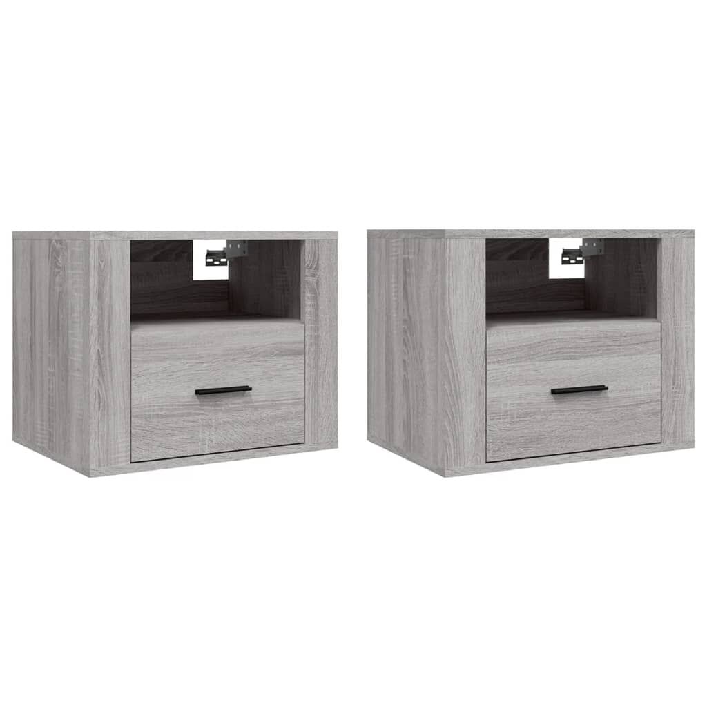 vidaXL Κομοδίνα Επιτοίχια 2 τεμ. Γκρι Sonoma 50x36x40 εκ.