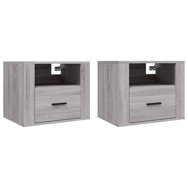 vidaXL Κομοδίνα Επιτοίχια 2 τεμ. Γκρι Sonoma 50x36x40 εκ.