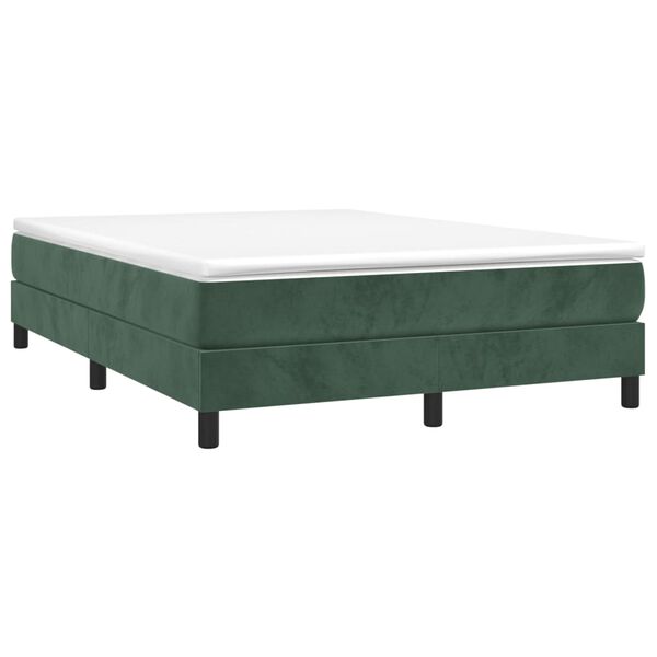 vidaXL Κρεβάτι Boxspring με Στρώμα Σκούρο Πράσινο 140x200εκ. Βελούδινο