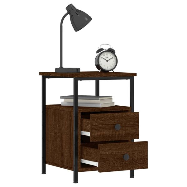 vidaXL Κομοδίνο 2 τεμ. Καφέ Δρυς 34 x 35,5 x 50 εκ. από Επεξεργ. Ξύλο