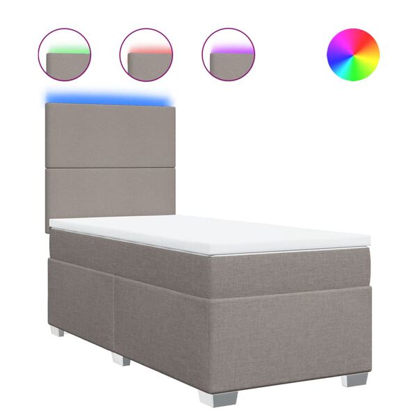 vidaXL Κρεβάτι Boxspring με Στρώμα Taupe 80x200 εκ. Υφασμάτινο
