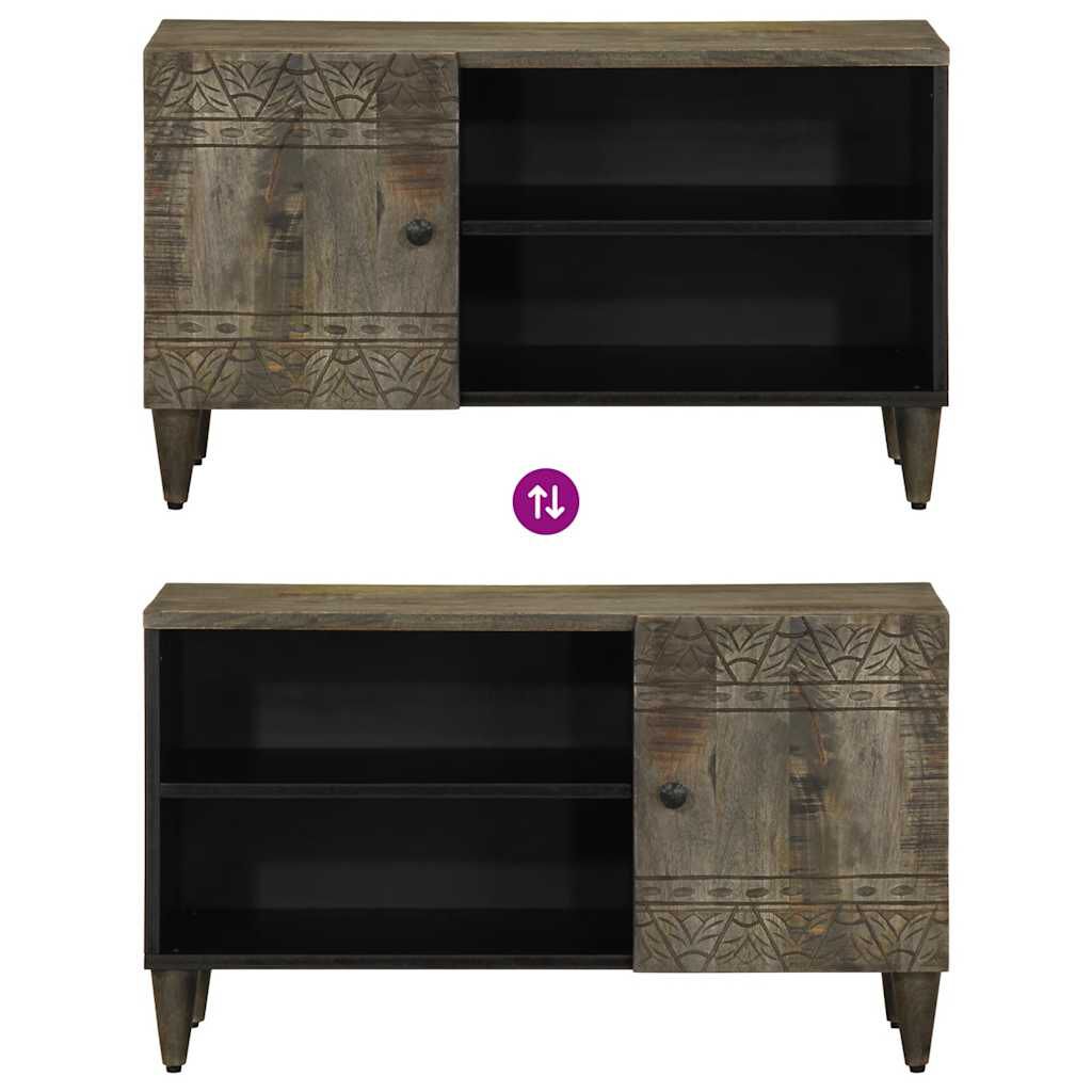 vidaXL Ντουλάπι τηλεόρασης ανοιχτό γκρι 80x31,5x46 cm μασίφ ξύλο Mango