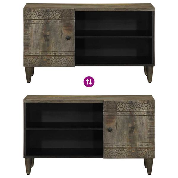 vidaXL Ντουλάπι τηλεόρασης ανοιχτό γκρι 80x31,5x46 cm μασίφ ξύλο Mango