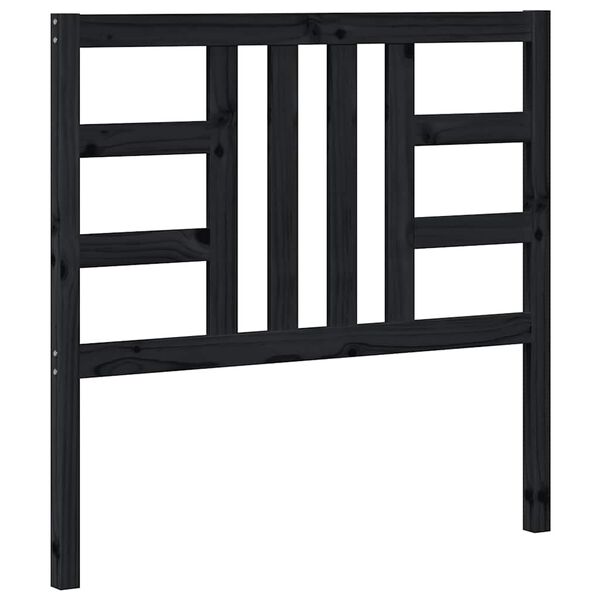 vidaXL Κεφαλάρι Κρεβατιού Μαύρο 106 x 4 x 100 εκ. Μασίφ Ξύλο Πεύκου