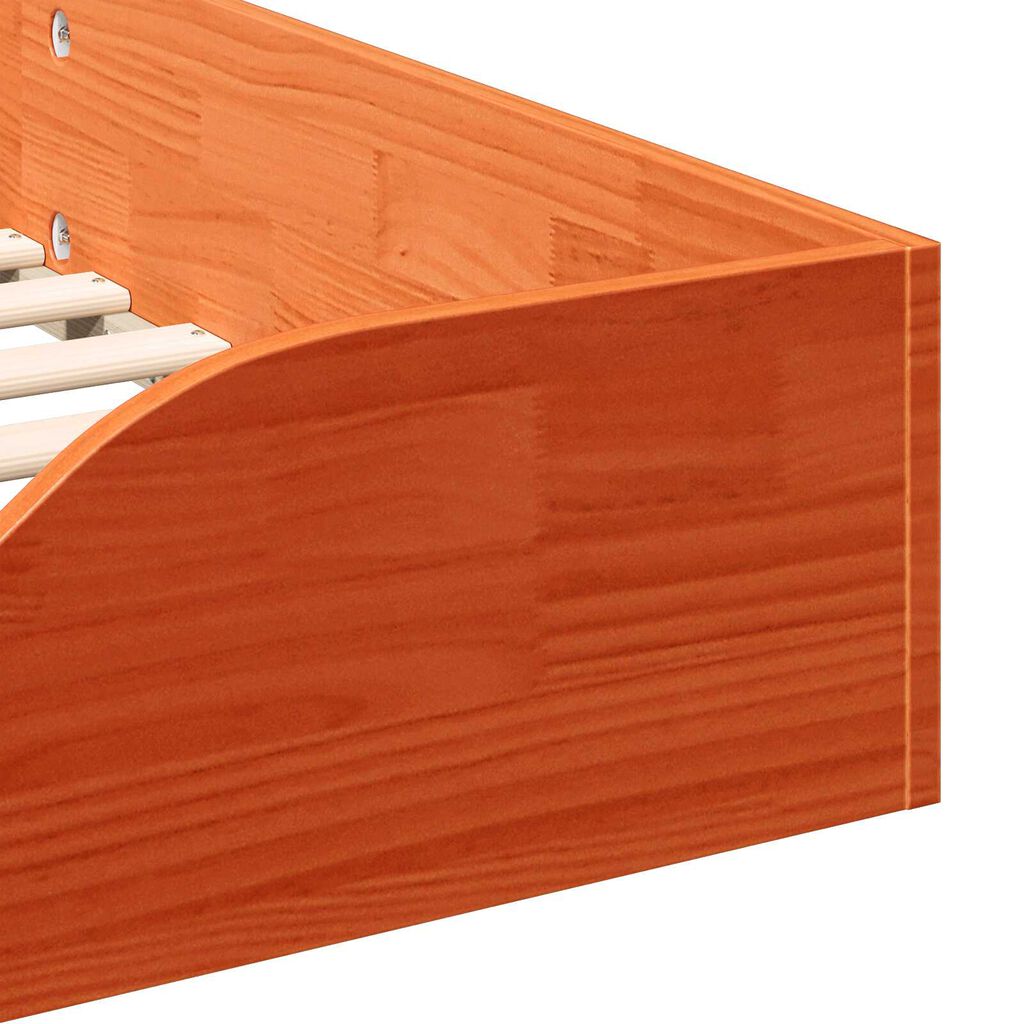 vidaXL Κρεβάτι δαπέδου Καφέ κεριού 90 x 190 cm Συμπαγές ξύλο πεύκου