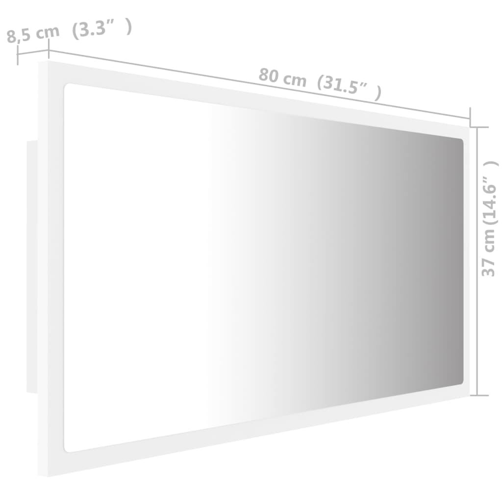 vidaXL Καθρέφτης Μπάνιου με LED Λευκός 80 x 8,5 x 37 εκ. Ακρυλικός