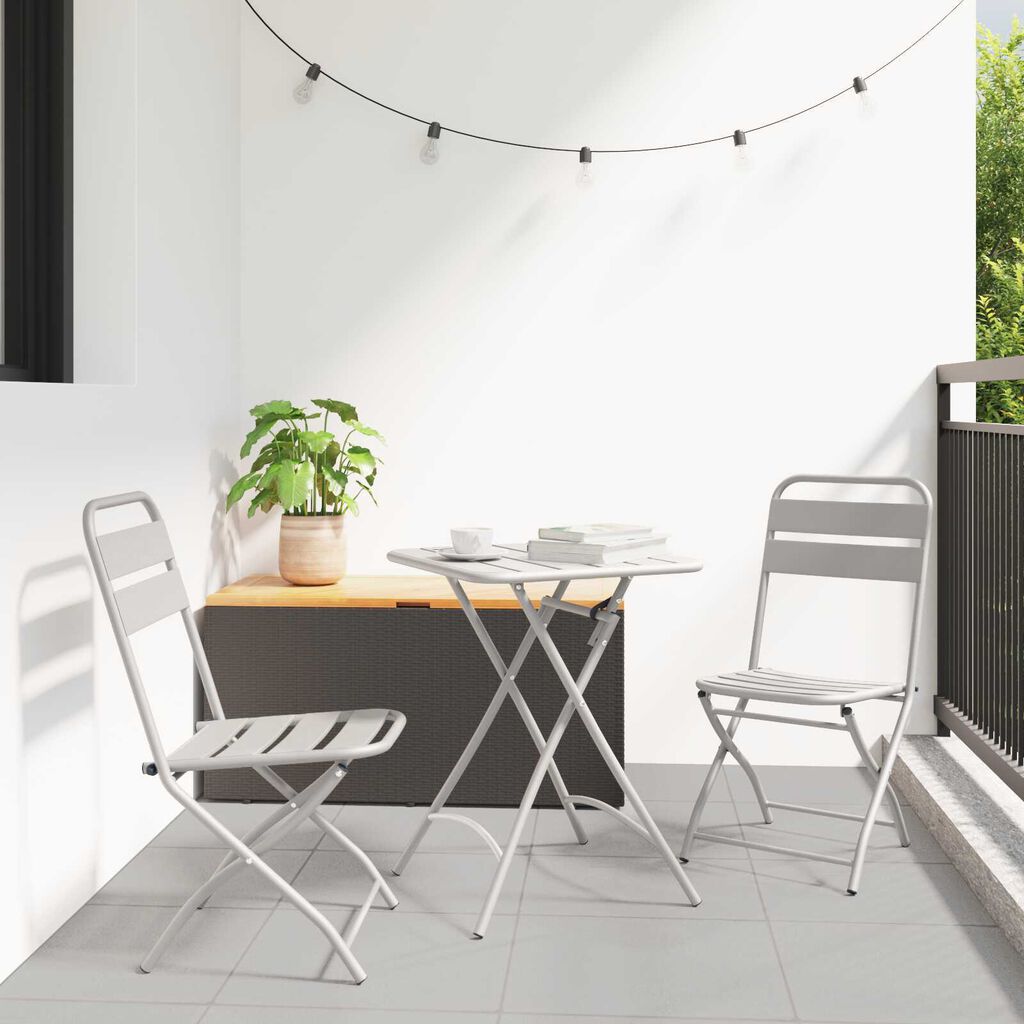 vidaXL Πτυσσόμενες Καρέκλες Κήπου 2 τμχ Μπεζ 42x52x82 εκ Χάλυβας με Επίστρωση Πούδρας