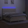 vidaXL &Kappa;&rho;&epsilon;&beta;ά&tau;&iota; Boxspring &mu;&epsilon; &Sigma;&tau;&rho;ώ&mu;&alpha; & LED &Kappa;&rho;&epsilon;&mu; 160x200 &epsilon;&kappa;. &Upsilon;&phi;&alpha;&sigma;&mu;ά&tau;&iota;&nu;&omicron;