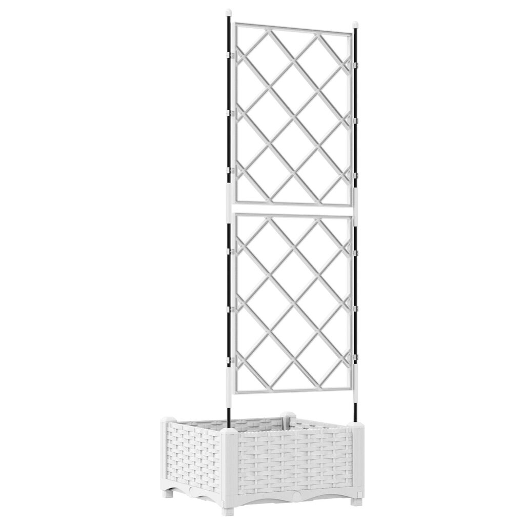 vidaXL Γλάστρα Κήπου με Πλέγμα Λευκή 40x40x125.5 εκ