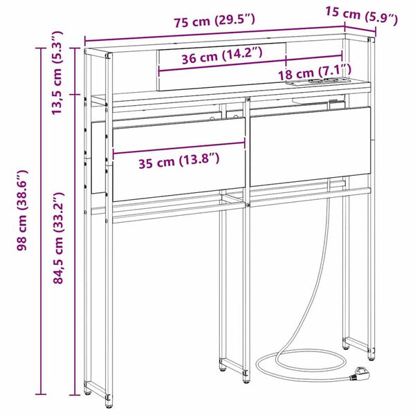 vidaXL Κεφαλάρι Αποθήκης Καφέ δρυς 75 cm Επεξεργασμένο ξύλο