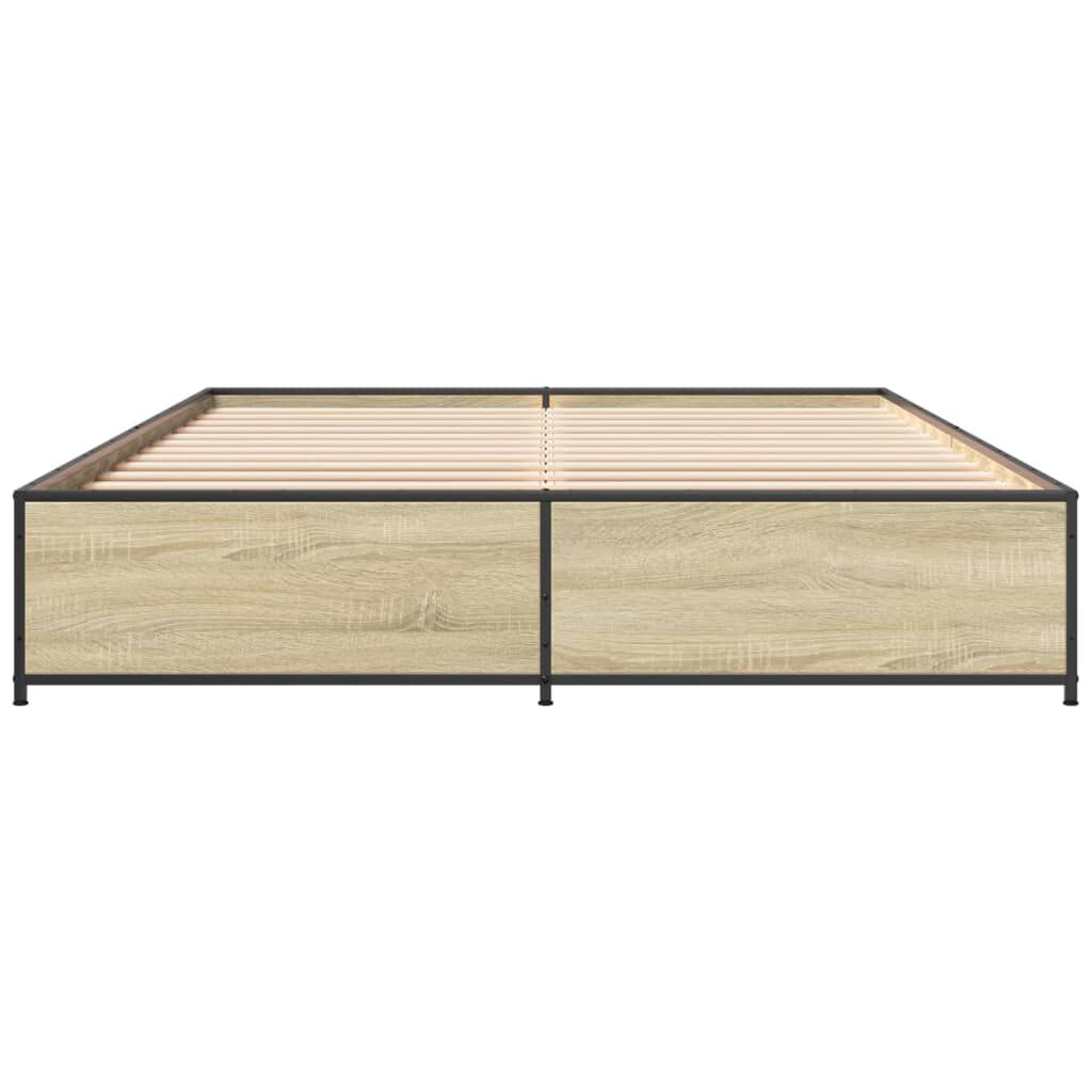 vidaXL Πλαίσιο Κρεβατιού Sonoma Δρυς 140x200 εκ. Επεξ. Ξύλο & Μέταλλο