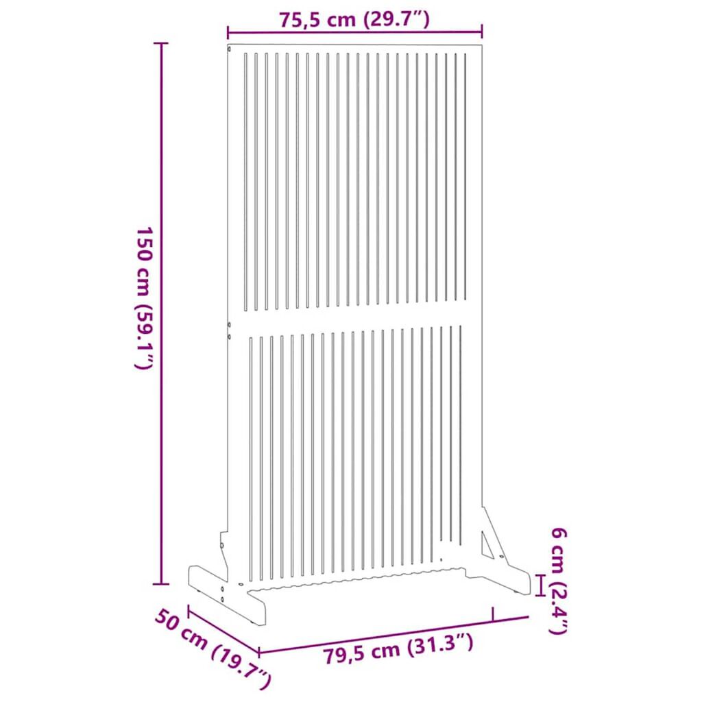 vidaXL Διαχωριστικό Ιδιωτικότητας Καστανό 79.5 x 50 x 150 εκ.
