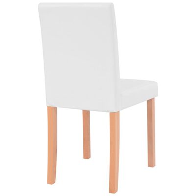 vidaXL Τραπεζαρία & Καρέκλες 5 τεμ. Κρεμ Συνθετικό Δέρμα / Ξύλο Δρυός