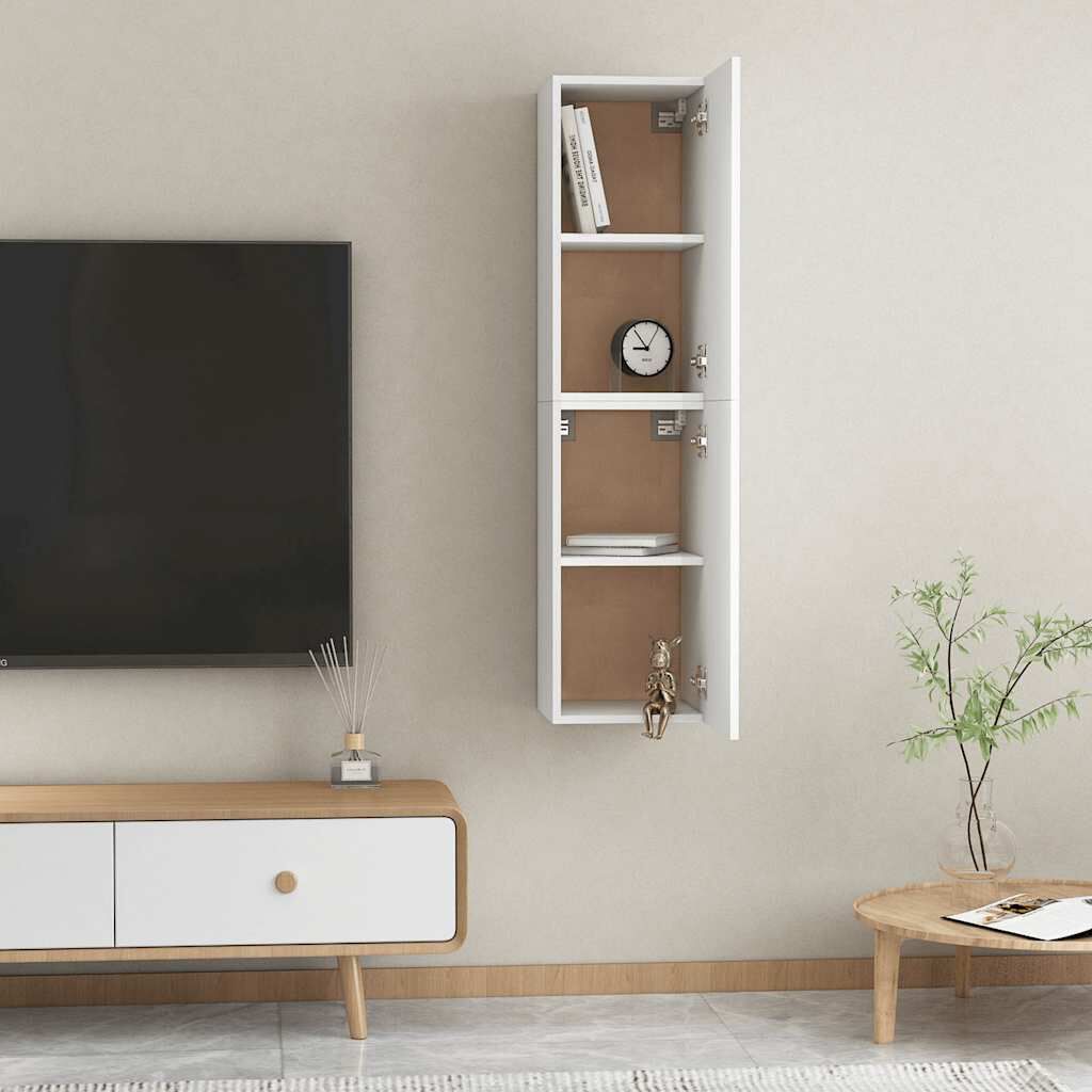 vidaXL Έπιπλα Τηλεόρασης 2 τεμ. Λευκά 30,5x30x60 εκ. από Επεξ. Ξύλο
