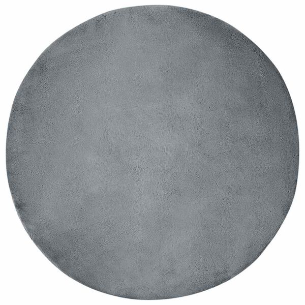 vidaXL Χαλιά Ψεύτικου Κουνελιού Ανθρακί Ø 200 εκ. Πολυεστέρας