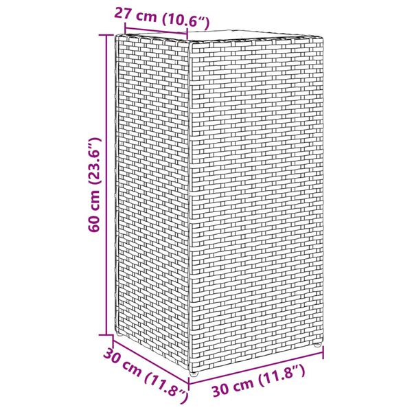 vidaXL Ζαρντινιέρα Κήπου Καφέ 30x30x60 εκ. από Συνθετικό Ρατάν