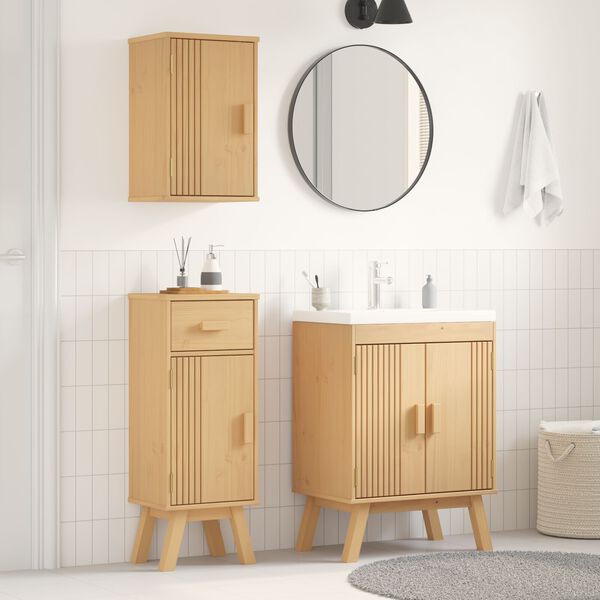 vidaXL Σετ Επίπλων Μπάνιου με συρτάρι 3 pcs Καφέ 114 x 43 x 73.5 εκ.