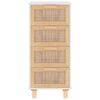 vidaXL Συρταριέρα Λευκή 40 x 30 x 90 εκ. Μασίφ Πεύκο & Φυσικό Ρατάν