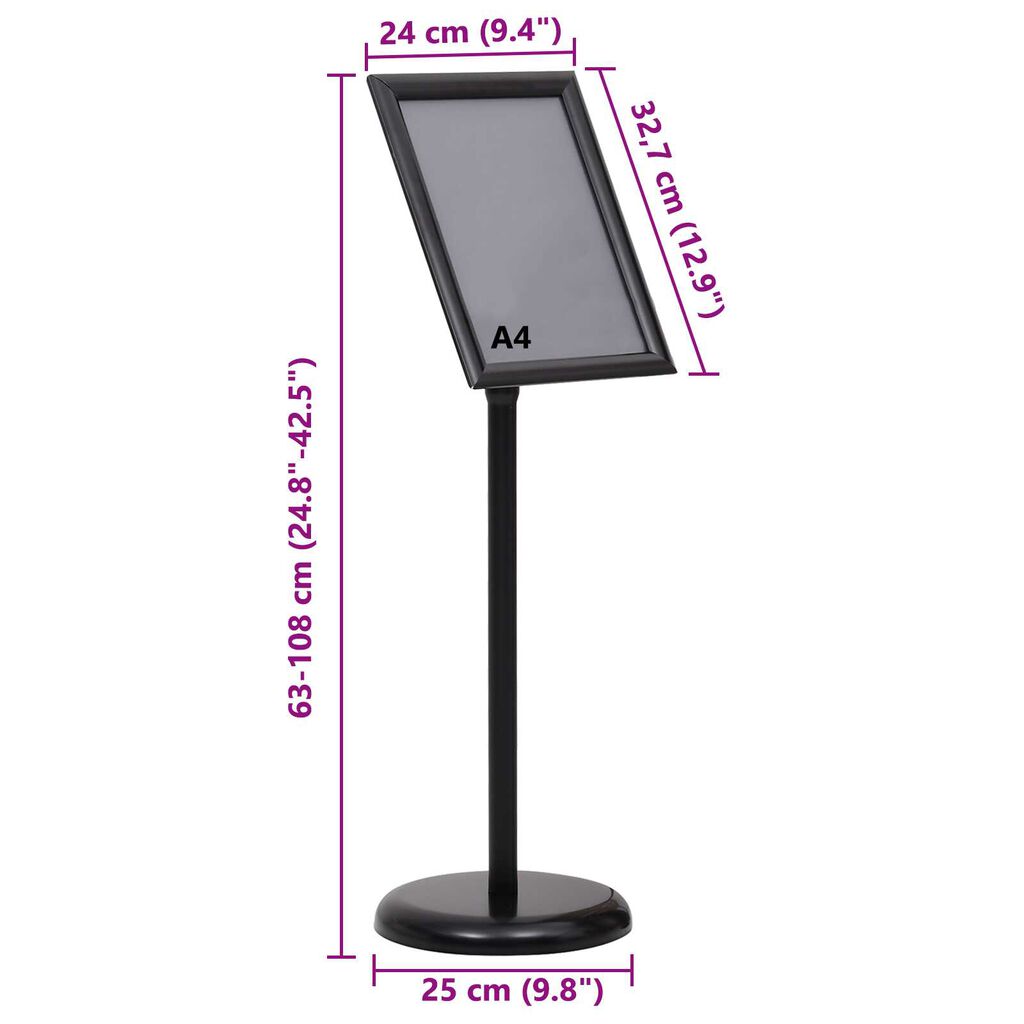 vidaXL Βάσεις Αφισών 2 pcs Μαύρο 32.5x 24 x 78 εκ Κράμα Αλουμινίου