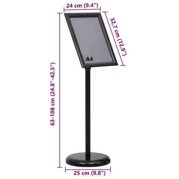 vidaXL Βάσεις Αφισών 2 pcs Μαύρο 32.5x 24 x 78 εκ Κράμα Αλουμινίου