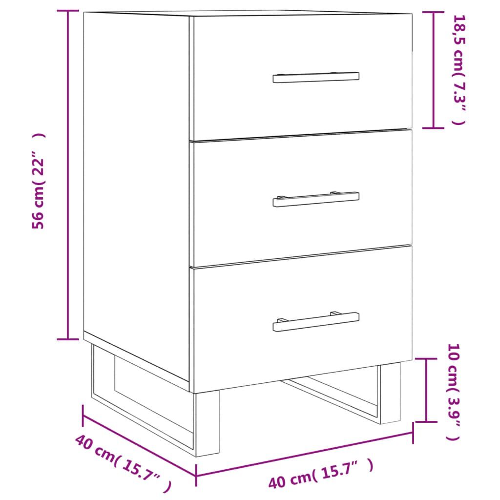 vidaXL Κομοδίνο Καπνιστή Δρυς 40 x 40 x 66 εκ. από Επεξεργασμένο Ξύλο