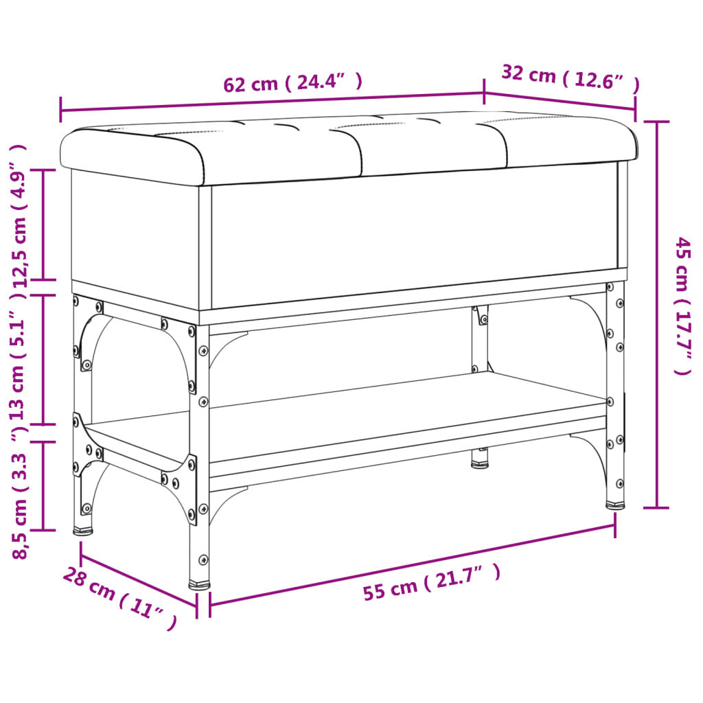 vidaXL Παπουτσοθήκη Καπνιστή Δρυς 62x32x45 εκ. από Επεξεργασμένο Ξύλο