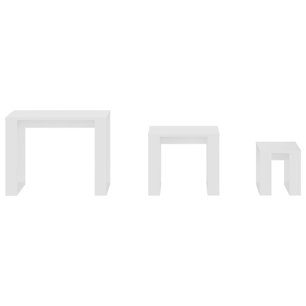 vidaXL Τραπεζάκια Ζιγκόν 3 τεμ. Λευκά από Επεξεργασμένο Ξύλο