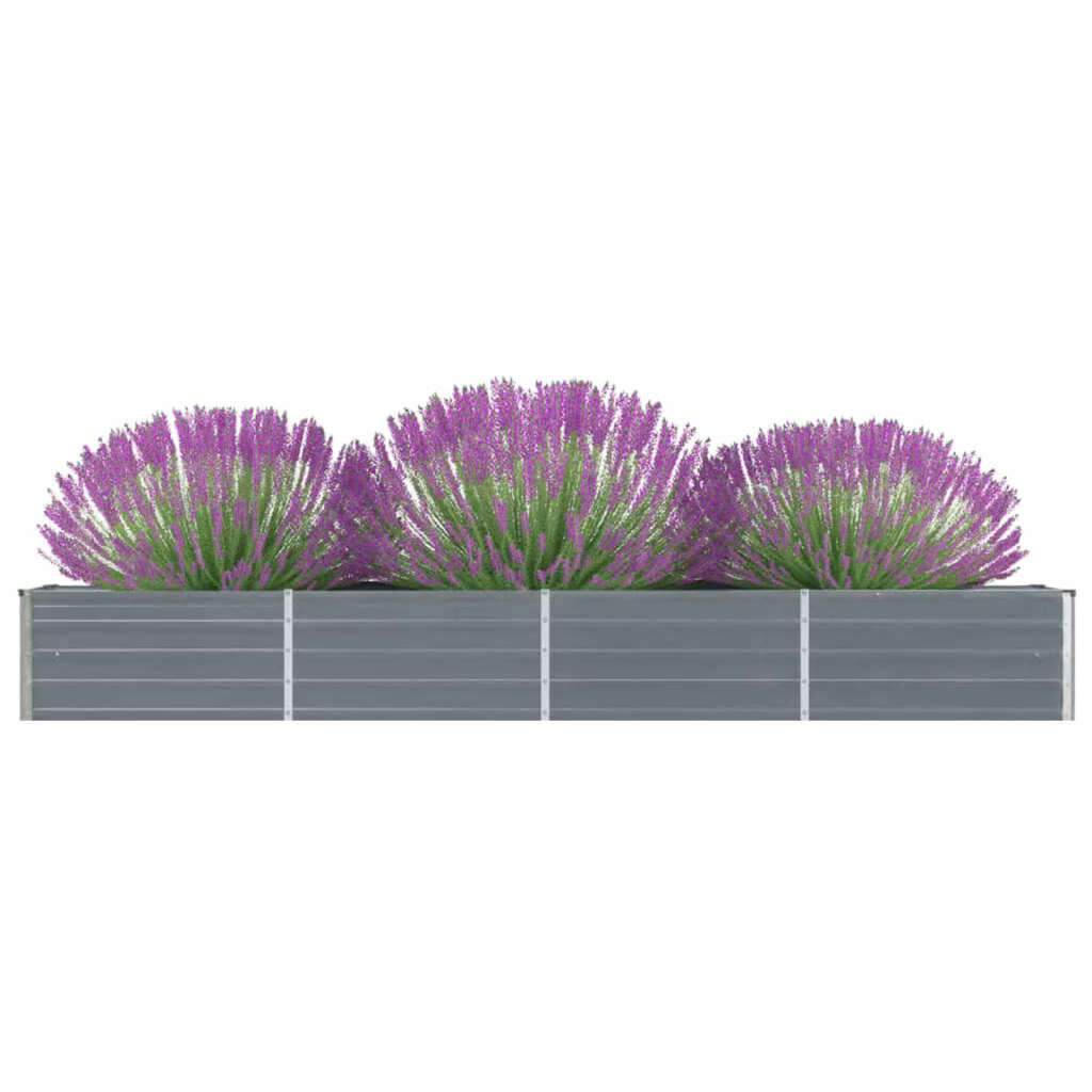 vidaXL Ζαρντινιέρα Υπερυψωμένη Γκρι 320x40x45 εκ. Γαλβανισμ. Χάλυβας
