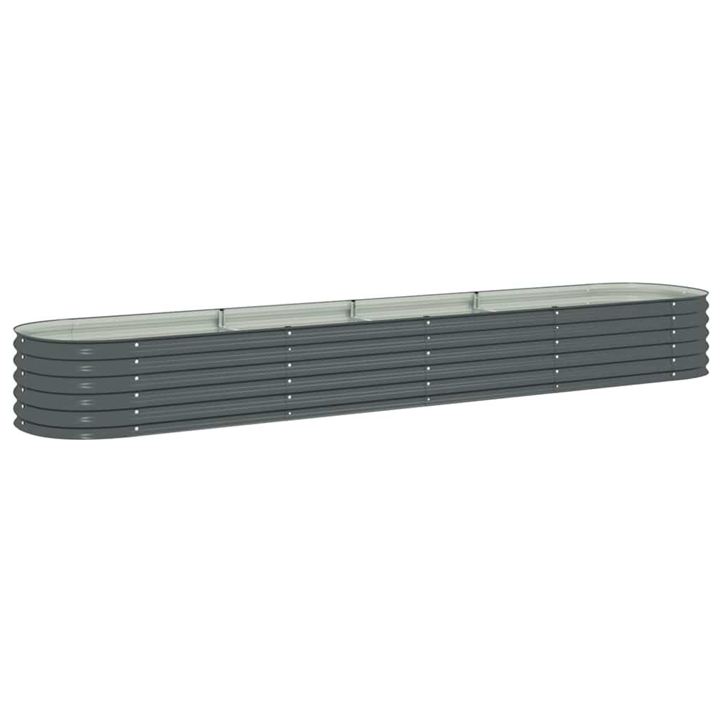 vidaXL Ζαρντινιέρα Υπερυψωμένη Γκρι 400x80x44 εκ. Γαλβανισμ. Χάλυβας