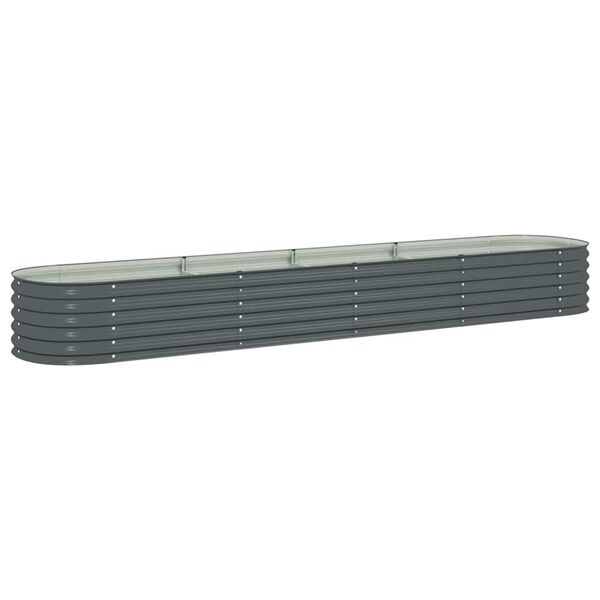 vidaXL Ζαρντινιέρα Υπερυψωμένη Γκρι 400x80x44 εκ. Γαλβανισμ. Χάλυβας