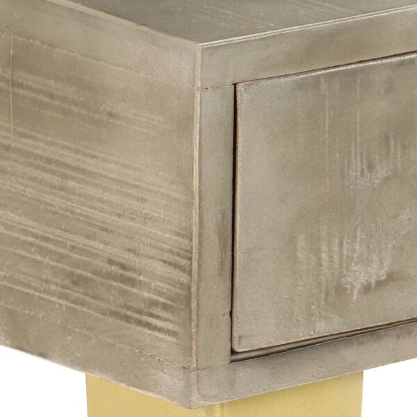 vidaXL Τραπέζι Κονσόλα Γκρι / Μπρονζέ 110x35x76 εκ. Μασίφ Ξύλο Μάνγκο