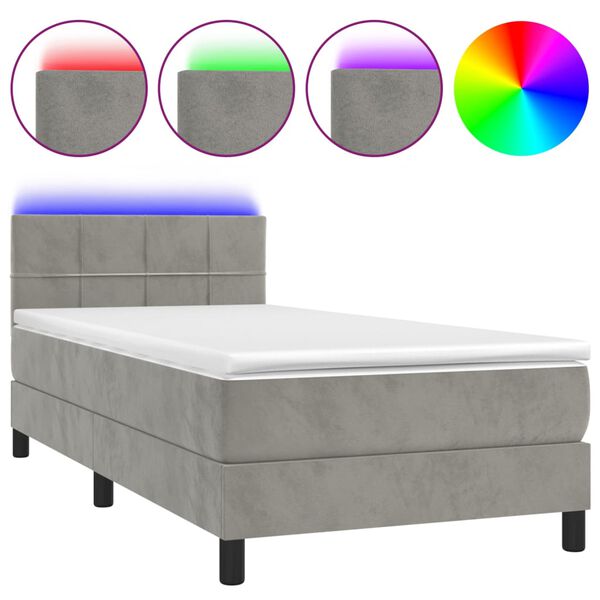 vidaXL &Kappa;&rho;&epsilon;&beta;ά&tau;&iota; Boxspring &mu;&epsilon; &Sigma;&tau;&rho;ώ&mu;&alpha; & LED &Alpha;&nu;.&Gamma;&kappa;&rho;&iota; 100x200 &epsilon;&kappa;. &Beta;&epsilon;&lambda;&omicron;ύ&delta;&iota;&nu;&omicron;