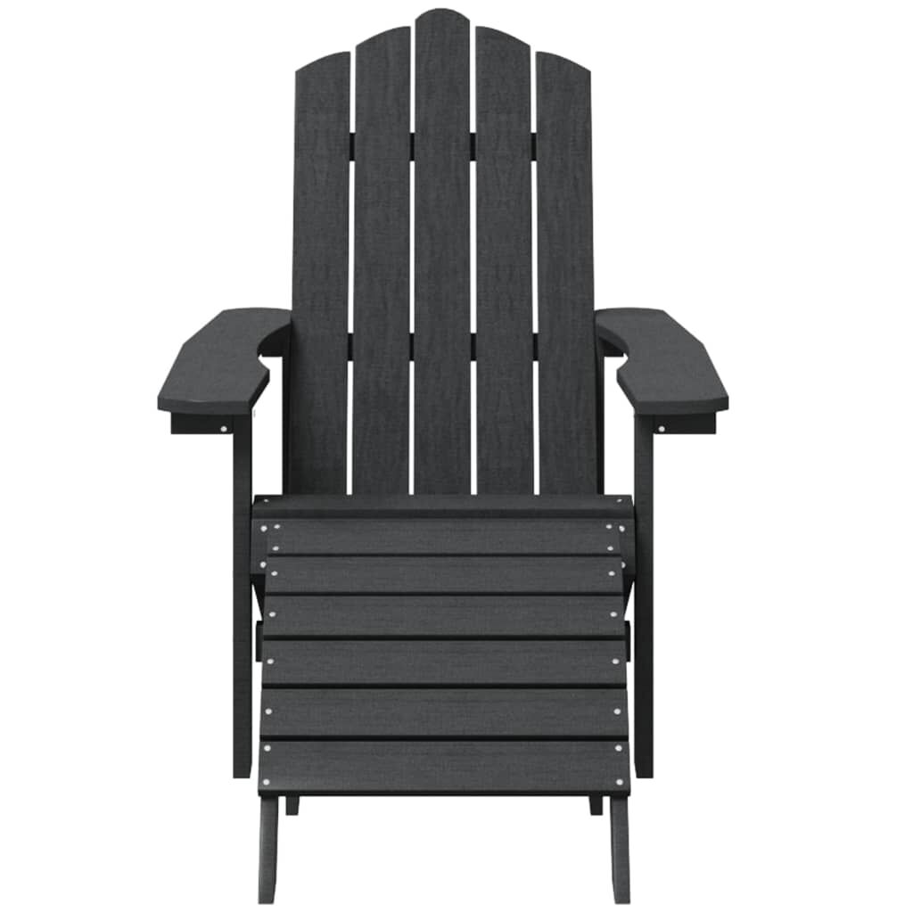 vidaXL Καρέκλες Κήπου Adirondack 2 τεμ. Ανθρακί από HDPE με Υποπόδια