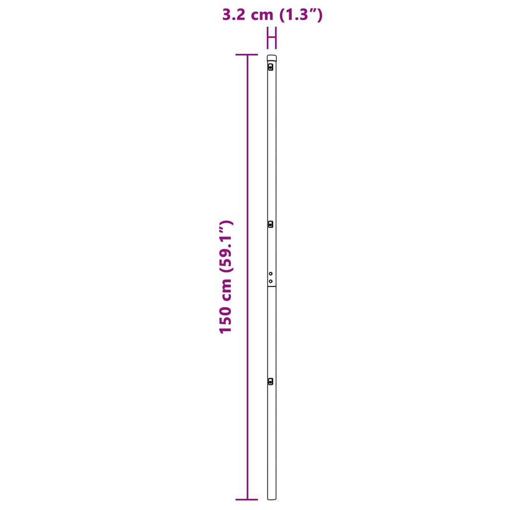 vidaXL Πόλοι φράχτη 52 τμχ Γκρι Ø32 mm 150 εκ Γαλβανισμένο Χάλυβα