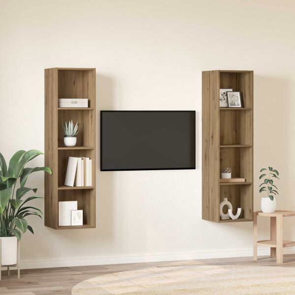 vidaXL Ντουλάπι TV 2 pcs Καφέ 37 x 37 x 142.5 εκ Επεξεργασμένο ξύλο