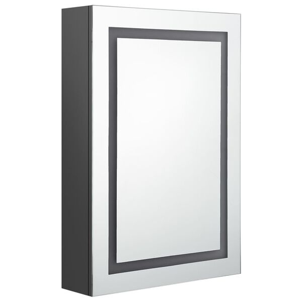 vidaXL Καθρέφτης Μπάνιου με Ντουλάπι & Φωτισμό LED Γκρι 50x13x70 εκ.