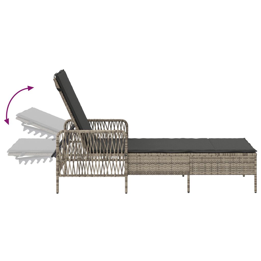 vidaXL Ξαπλώστρα 2 pcs Ανοιχτό γκρι 35 x 35 x 32 εκ. συνθετικό ρατάν