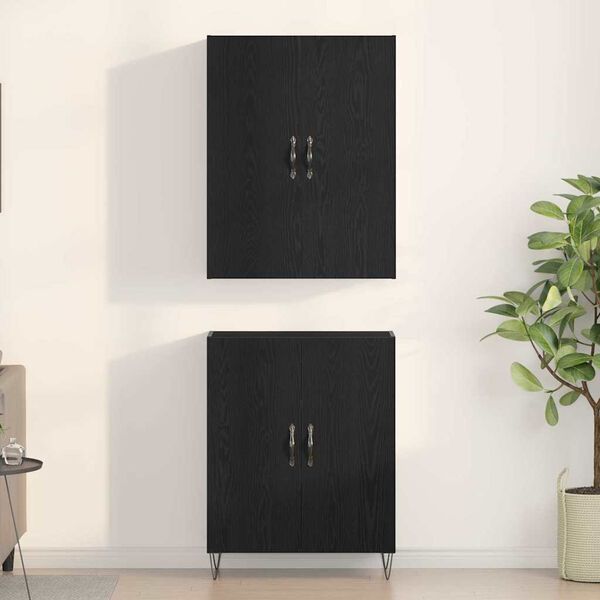 vidaXL Highboard 2 pcs &Mu;&alpha;ύ&rho;&eta; &Omicron;&xi;&upsilon;ά &Mu;&eta;&chi;&alpha;&nu;&iota;&kappa;ή &xi;&upsilon;&lambda;&epsilon;ί&alpha; &kappa;&alpha;&iota; &gamma;&upsilon;&alpha;&lambda;ί