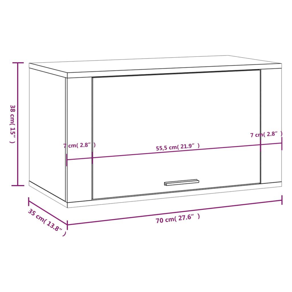 vidaXL Παπουτσοθήκη Επιτοίχια Λευκή 70x35x38 εκ. Επεξεργασμένο Ξύλο