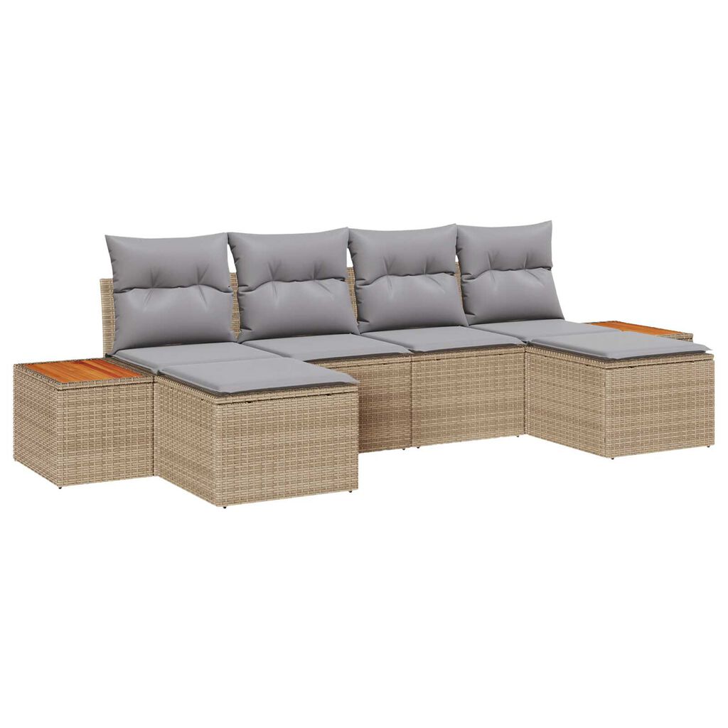 vidaXL Σετ Καναπέ Κήπου 6 pcs μπεζ και ανοιχτό γκρι 184 x 62 x 85 εκ.