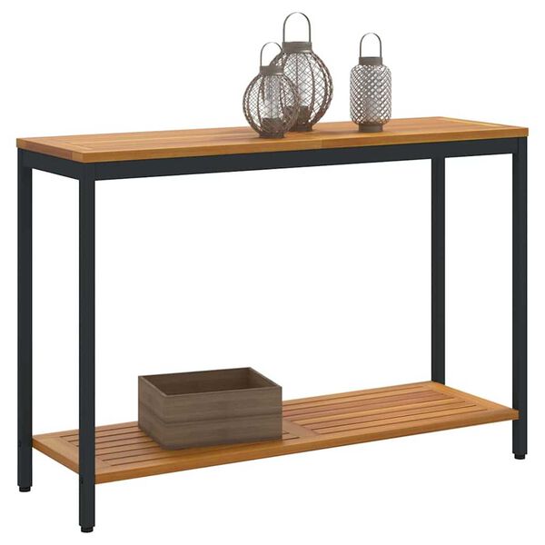 vidaXL Εξωτερικό Τραπέζι με ράφι Φυσικό και μαύρο 110 x 35 x 75 cm