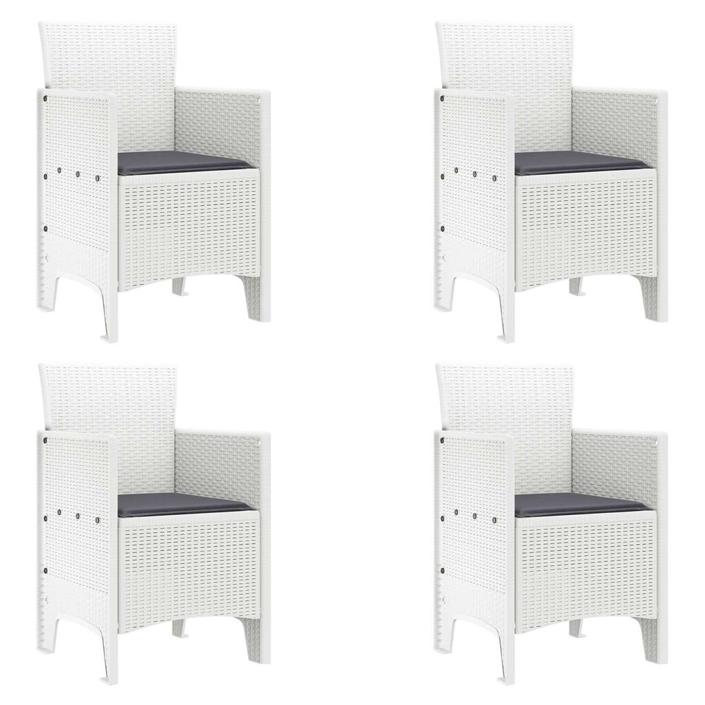 vidaXL Καρέκλα Κήπου 4 pcs Λευκό 53 x 49 x 85 εκ. PP