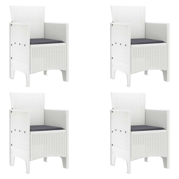 vidaXL Καρέκλα Κήπου 4 pcs Λευκό 53 x 49 x 85 εκ. PP