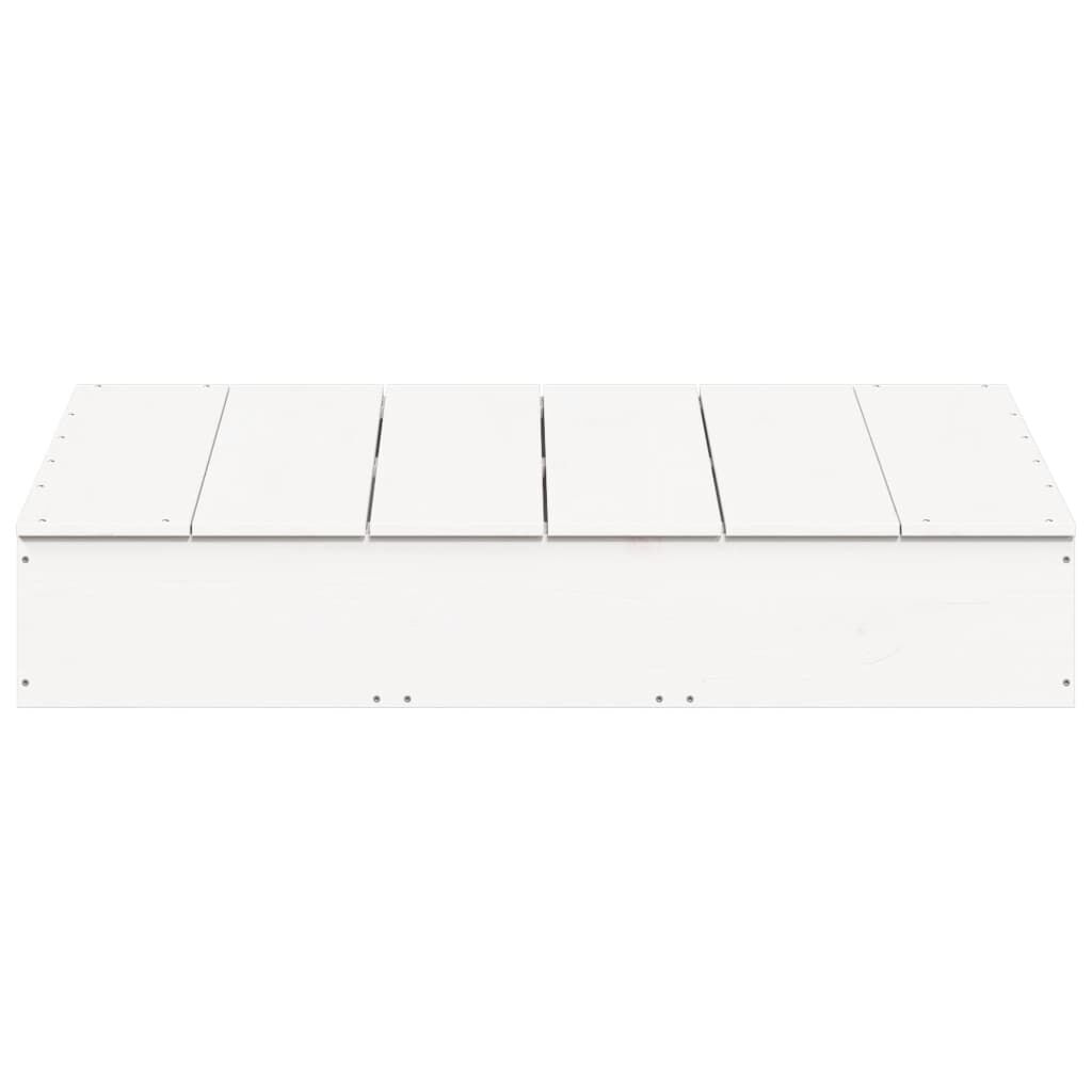 vidaXL Αμμοδόχος με Κάλυμμα Λευκή 111x111x19,5 εκ. Μασίφ Ξύλο Πεύκου