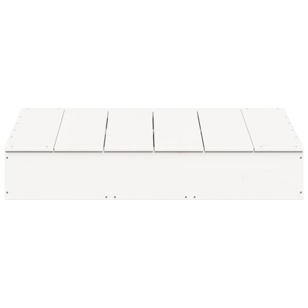vidaXL Αμμοδόχος με Κάλυμμα Λευκή 111x111x19,5 εκ. Μασίφ Ξύλο Πεύκου