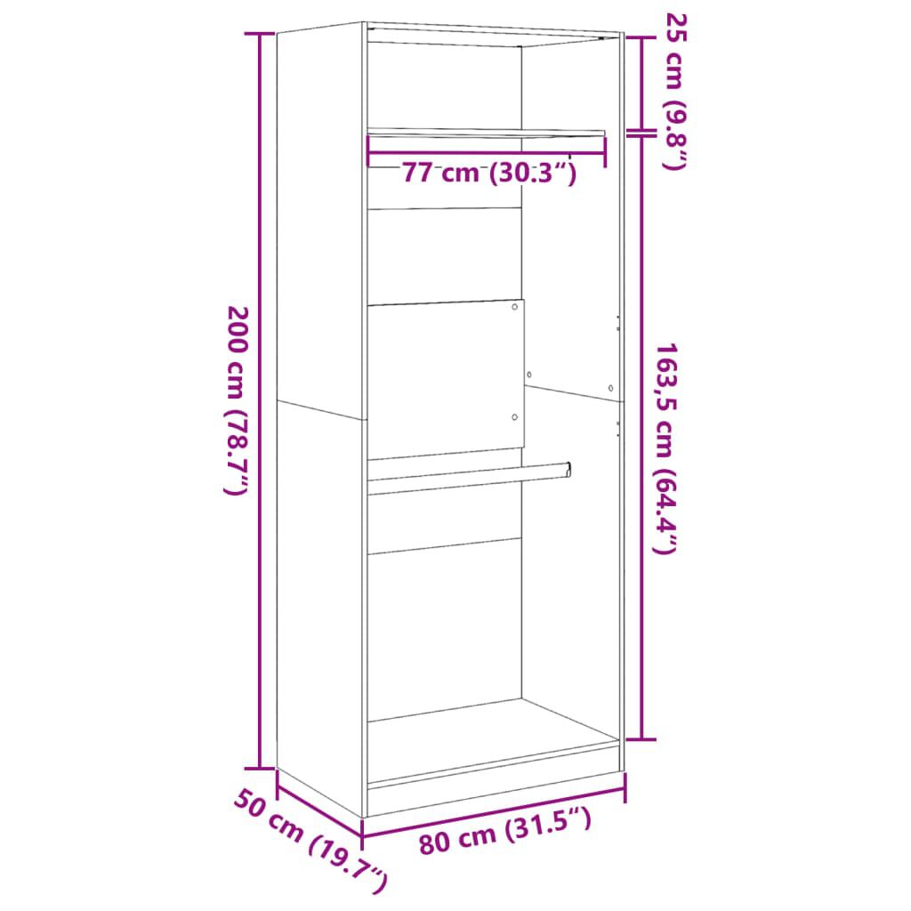 vidaXL Ντουλάπα Λευκή 80 x 50 x 200 εκ. από Επεξεργασμένο Ξύλο