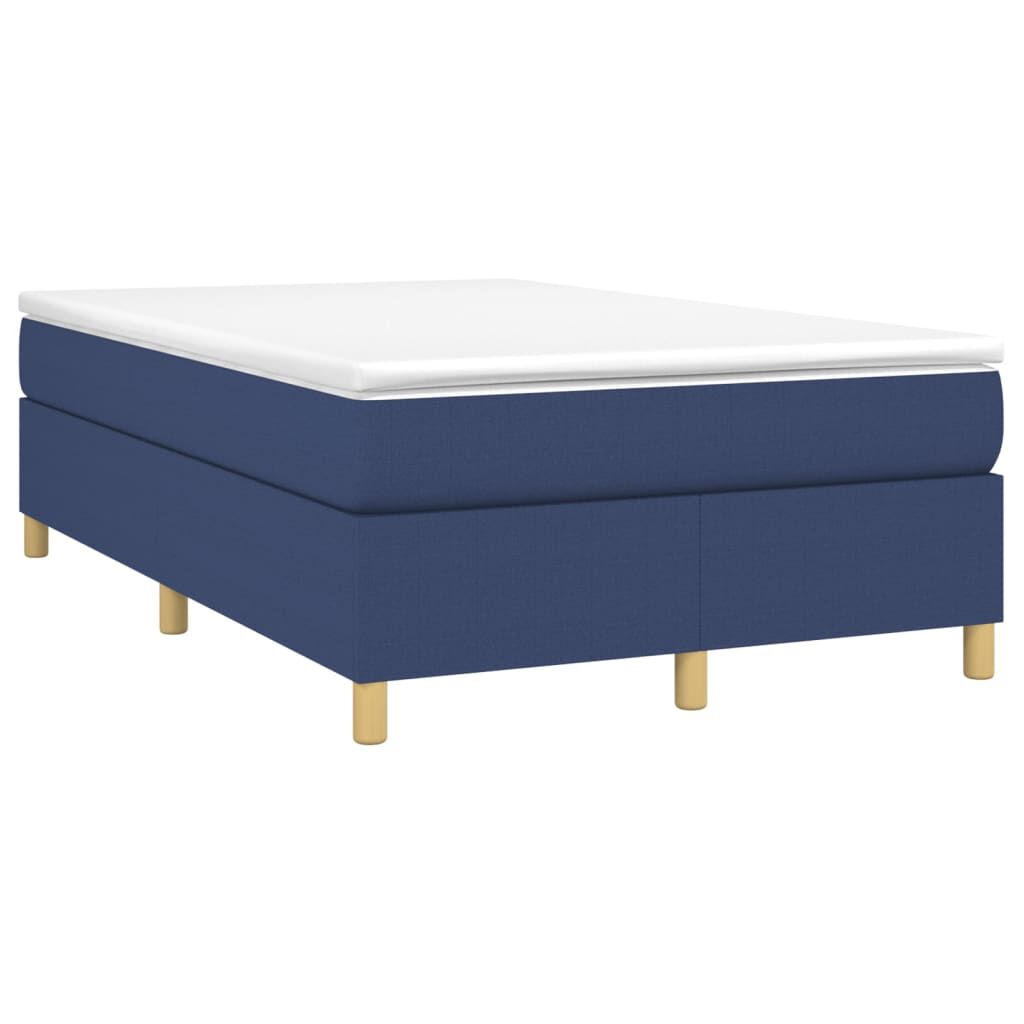 vidaXL Κρεβάτι Boxspring με Στρώμα Μπλε 120x200 εκ. Υφασμάτινο